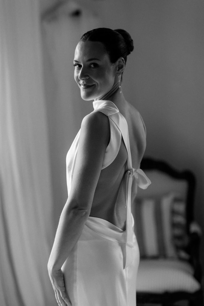 Bride portrait while getting ready for wedding